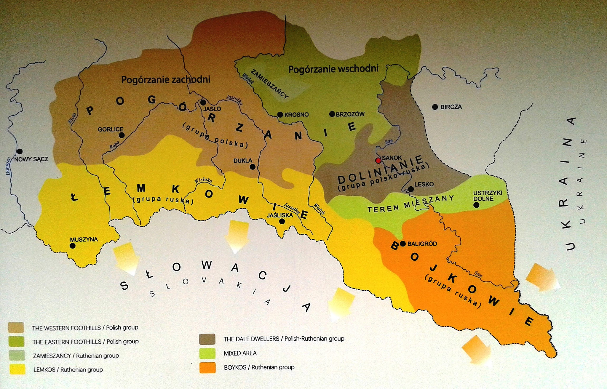 mapa przedstawiająca podział na grupy etniczne
