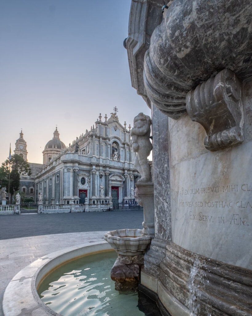 Zdobienia na Fontanna dell'Elefante w Katatnii.