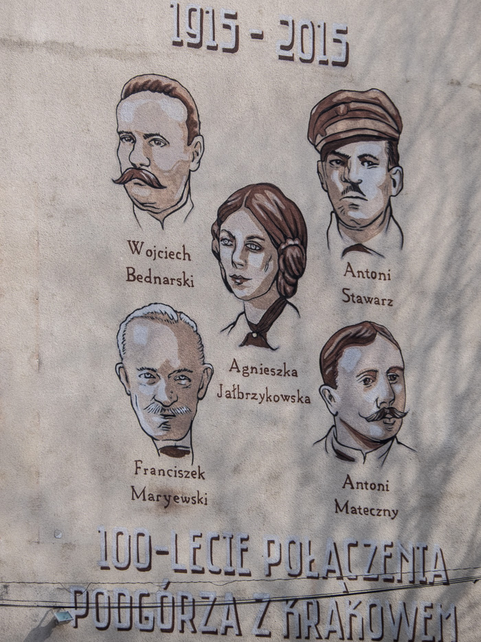Mural upamiętniający połączenie Krakowa i Podgórza.